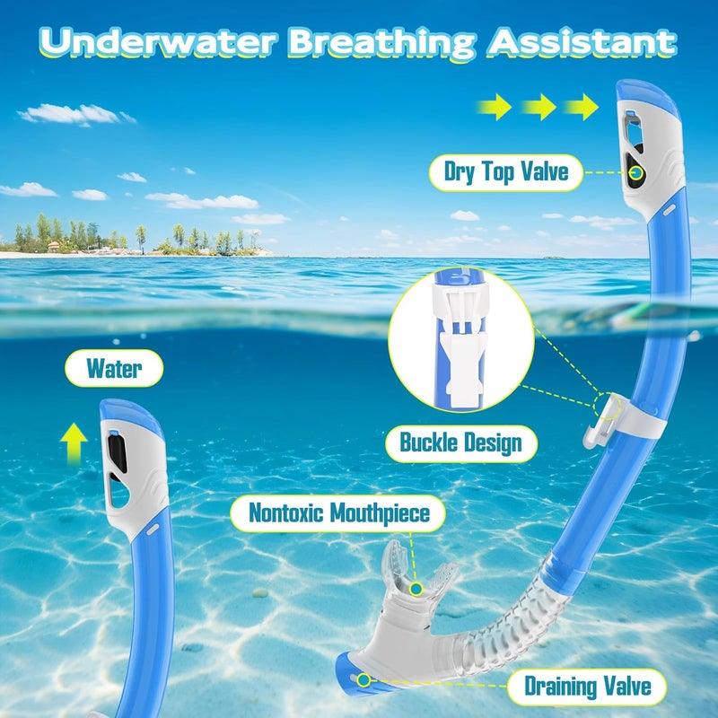 ZipAura Snorkeling Gear for Kids, Kids Snorkel Set for Ages 3-14, Anti-Fog Diving Mask and Dry Top Snorkel Combo Set, Unisex Swimming Goggles - Image 4